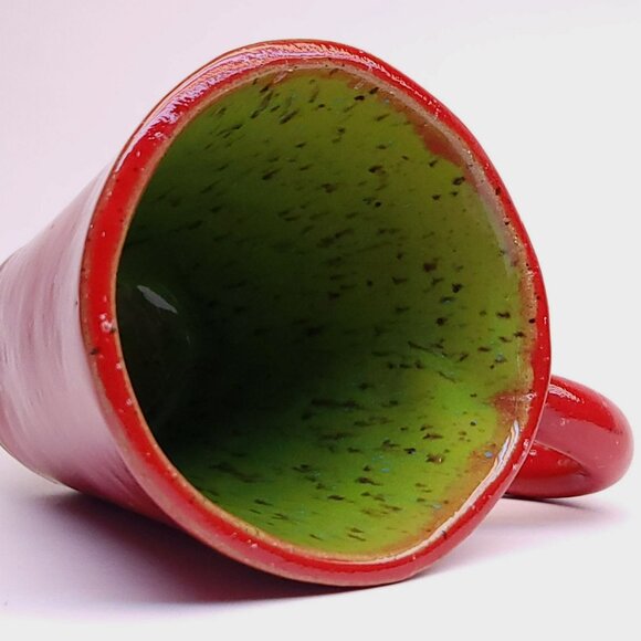 Ceramic Studio Coffee Mug Signed Joan G. Art Pottery Hand Thrown Red Glaze - Picture 12 of 13